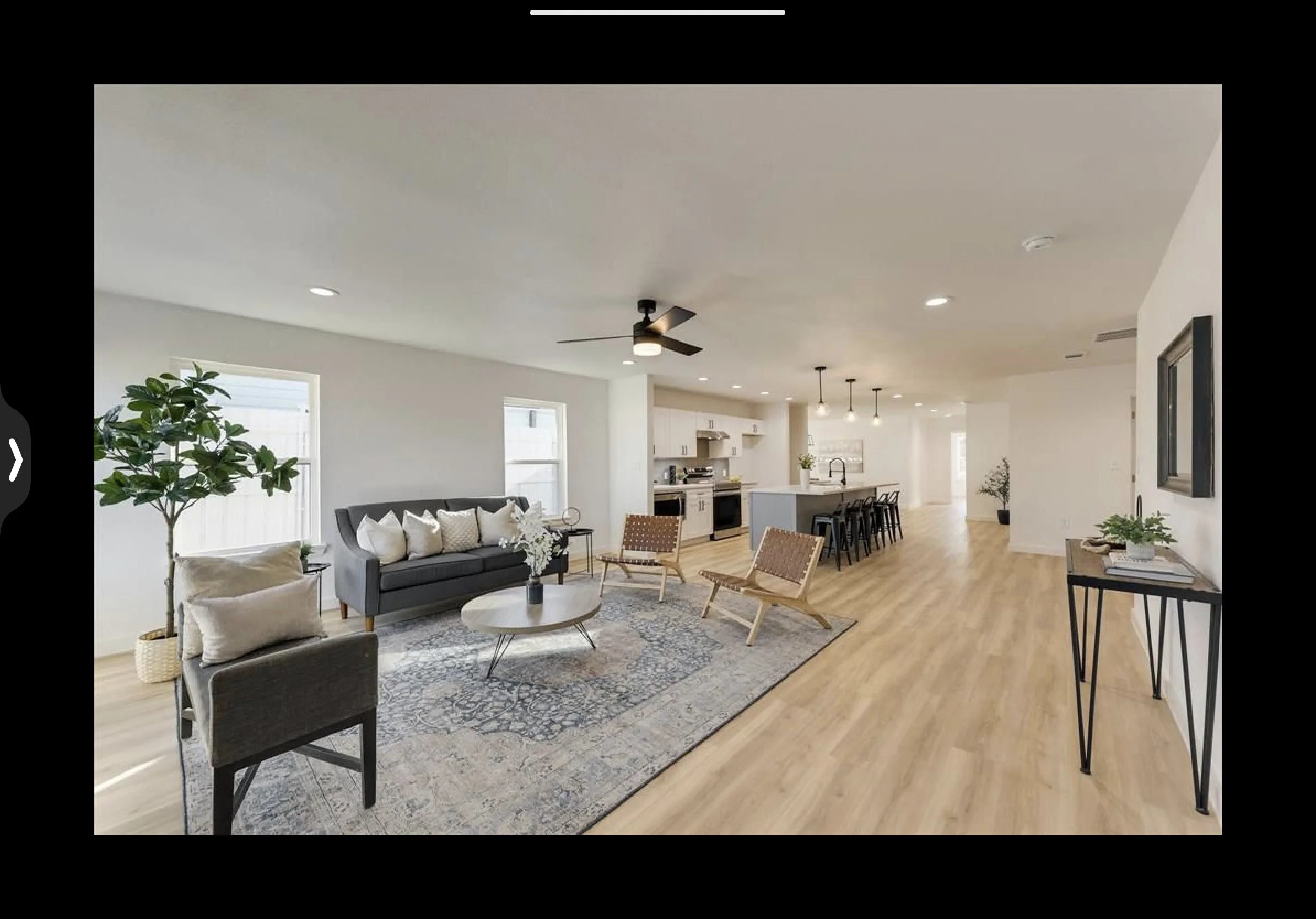 Open concept living room with modern interior paint